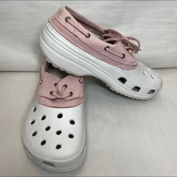 Rare Crocs islander pink leather mens 5 womens 7 unisex - Picture 5 of 7